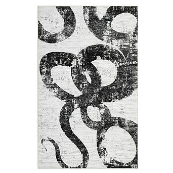 Modern Abstract Snake Pattern Rug, Non-Slip Stain-Resistant Low Pile Carpet