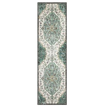 Washable Floral Rug, Non-Slip Low-Pile Carpet with Stain-Resistant Backing for Indoor Use