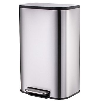 13 Gallon Stainless Steel Trash Can, Small with Soft-Close Lid, Foot Pedal & Inner Bucket