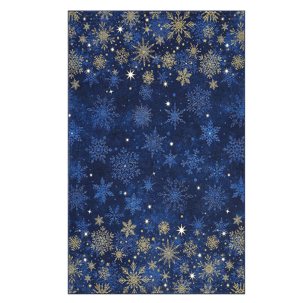 Washable Christmas Snowflake Rug, Non-Slip Low Pile Holiday Mat for ...