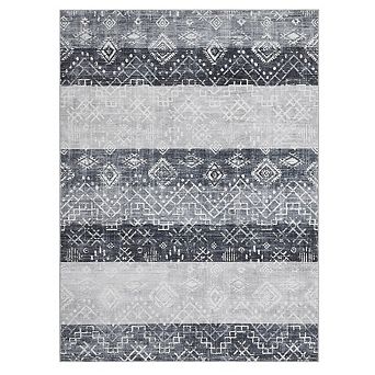 Modern Abstract Washable Rug - Stain Resistant, Non-Slip Low Pile Carpet for Living Room, Bedroom