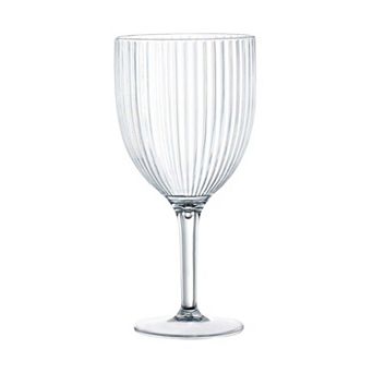 13 oz Clear Ribbed Plastic Wine Glasses - 48 pc