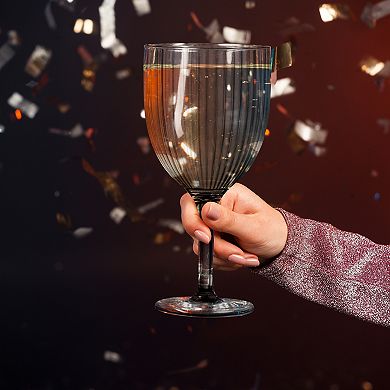 13 oz Clear Ribbed Plastic Wine Glasses - 48 pcs