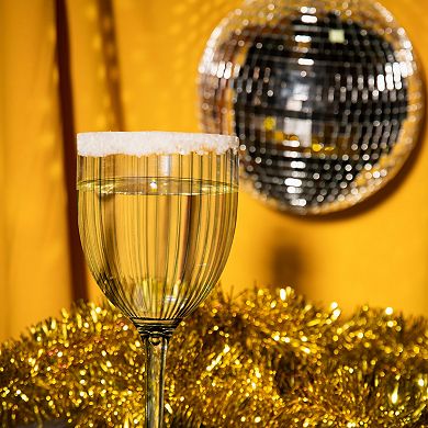 13 oz Clear Ribbed Plastic Wine Glasses - 48 pcs