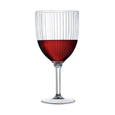 13 oz Clear Ribbed Plastic Wine Glasses - 48 pcs