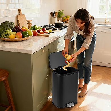 13.2 Gallon Smudge-Proof Stainless Steel Trash Can with Soft-Close Lid & Foot Pedal
