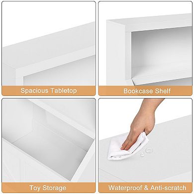 Kids Bookshelf - Wooden Toy Organizer with Cubby for Playroom