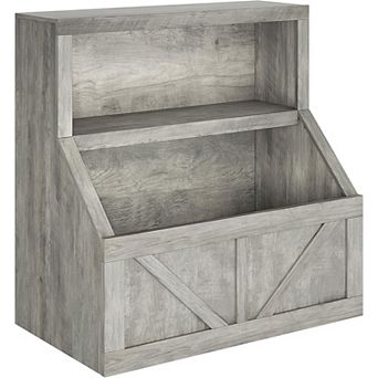 Kids Bookshelf - Wooden Toy Organizer with Cubby for Playroom