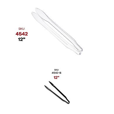 12" Disposable Plastic Serving Tongs - 48 pcs