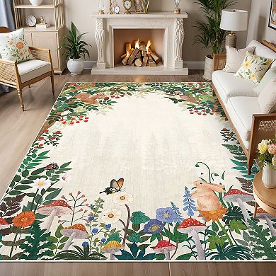Washable Rug Cute Jungle Animal Non Slip Ultra Thin Soft Stain Resistant Carpet