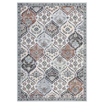 Oriental Machine Washable Area Rug Non-Slip Low Pile Stain-Resistant Indoor Carpet for Living Room