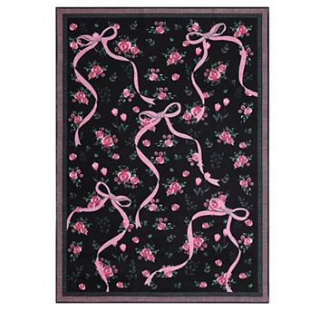 Washable Area Rugs for Living Room Non-Slip Low-Pile Stain-Resistant Soft Farmhouse Floral Carpet