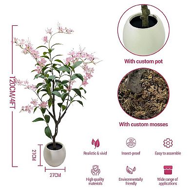 5FT Indoor Artificial Trees for Home Decor, Outdoor Pink Fake Flowers