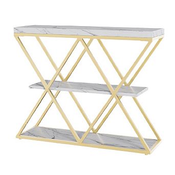 3 tier Entryway Table, Industrial Console Sofa Table with Storage, Accent Table with Open Shelves