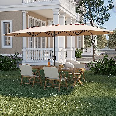 13 FT Large Double-Sided Rectangle Patio Umbrella Crank Handle & Tilt Adjustment, Polyester Canopy