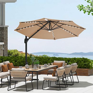10FT Heavy Duty Offset Patio Umbrella,Aluminum Frame, Easy Tilt,Cantilever Hanging for Backyard Pool