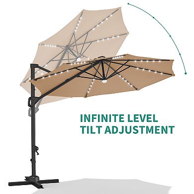 10FT Heavy Duty Offset Patio Umbrella,Aluminum Frame, Easy Tilt,Cantilever Hanging for Backyard Pool