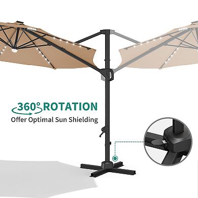 10FT Heavy Duty Offset Patio Umbrella,Aluminum Frame, Easy Tilt,Cantilever Hanging for Backyard Pool