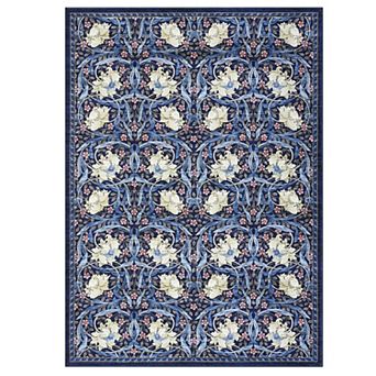 Vintage Floral Washable Area Rug Ultra Soft Stain Resistant Non Slip Low Pile Non Shedding Carpet