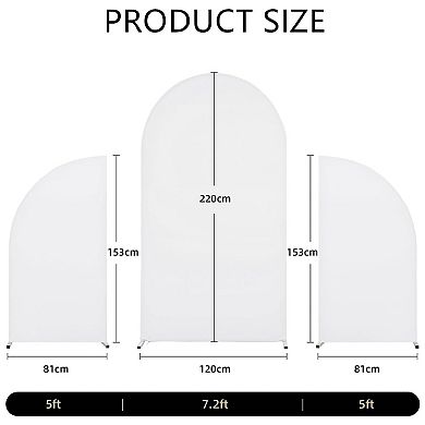 Spandex Arch Backdrop Covers Set of 3, Stretchable Fitted Covers for Round Top Chiara Arch Stand