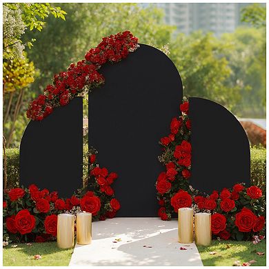 Spandex Arch Backdrop Covers Set of 3, Stretchable Fitted Covers for Round Top Chiara Arch Stand