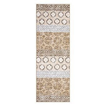 Vintage Floral Machine Washable Rug with Non-Slip Backing, Ultra-Soft Farmhouse Indoor Mat