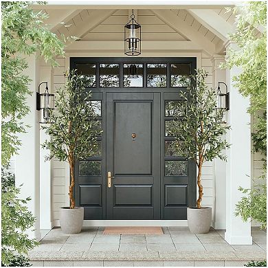 2PCS Olive Trees Artificial Indoor, 6FT Realistic Faux Olive Tree - Fake Plants with Wood Trunk