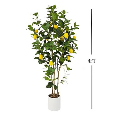 2pcs 4FT Artificial Trees Indoor, Faux Tree, Artificial Planter -White Pot