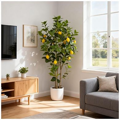 2pcs 4FT Artificial Trees Indoor, Faux Tree, Artificial Planter -White Pot