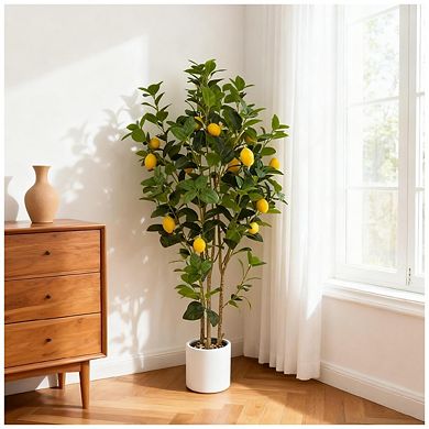 2pcs 4FT Artificial Trees Indoor, Faux Tree, Artificial Planter -White Pot