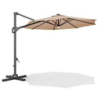 10FT Roman Single Top Patio Umbrella: Base Included, Easy Tilt & 8-Sturdy Rids