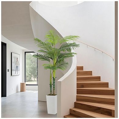 5ft Artificial Palm Tree with Pot, Realistic Tropical Bonsai, Sturdy Base, Lifelike Leaves