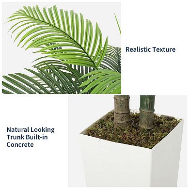 5ft Artificial Palm Tree with Pot, Realistic Tropical Bonsai, Sturdy Base, Lifelike Leaves