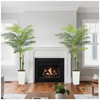 5ft Artificial Palm Tree with Pot, Realistic Tropical Bonsai, Sturdy Base, Lifelike Leaves