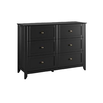 Modern Black Dresser for Bedroom, 6 Drawer Chest Organizer with TV Stand