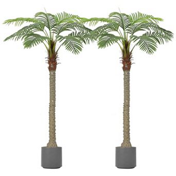 8FT Artificial Palm Tree - Tropical Artificial Plants with Sturdy Base & Lifelike Leaves