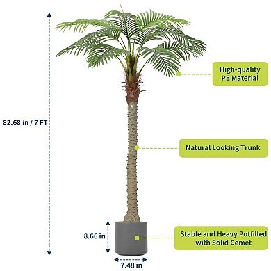 8FT Artificial Palm Tree - Tropical Artificial Plants with Sturdy Base & Lifelike Leaves