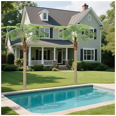 8FT Artificial Palm Tree - Tropical Artificial Plants with Sturdy Base & Lifelike Leaves