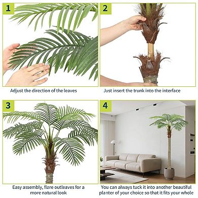 8FT Artificial Palm Tree - Tropical Artificial Plants with Sturdy Base & Lifelike Leaves