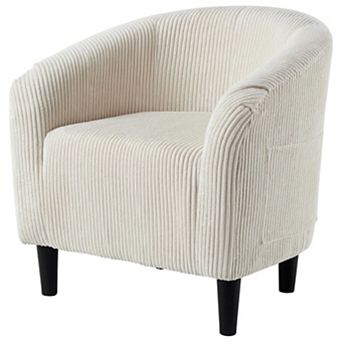 Barrel Accent Chair Corduroy Club Chair Elegant Armchair Cozy Backrest