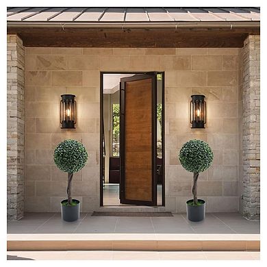 2 PCS Artificial Boxwood Topiary Tree, 24inch Milan Grass Triple Ball Tree Topiary Trees