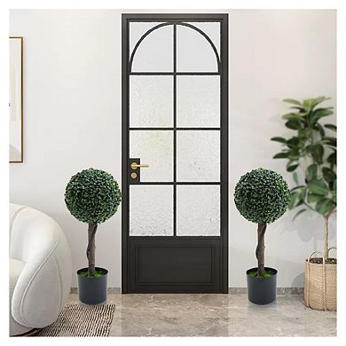 2 PCS Artificial Boxwood Topiary Tree, 24inch Milan Grass Triple Ball Tree Topiary Trees