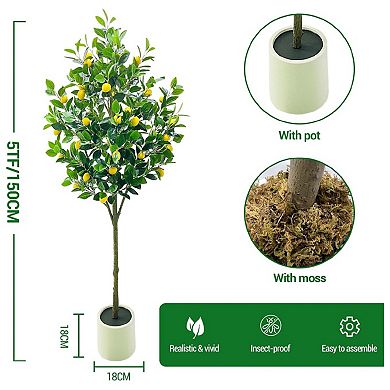 5FT Artificial Trees Indoor, Faux Tree, Artificial Planter, Artificial Fake Tree Flower Potted