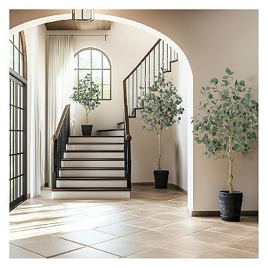 1 Pack Artificial Eucalyptus Tree 4FT Tall Faux Eucalyptus Stems Fake Plants