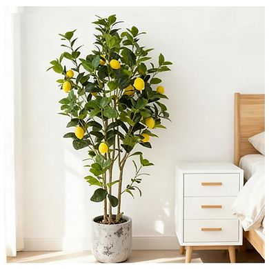 2pcs 4FT Artificial Trees Indoor, Faux Tree, Artificial Planter -Black Pot