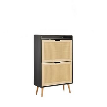 Shoe Storage Cabinet with Flip-Drawers, Ventilated Hidden Narrow Shoe Cabinet