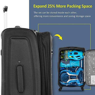 3-Piece Softside Luggage Set Expandable Spinner Suitcase Travel Set