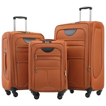 3 pc Softside Luggage Set Expandable Spinner Suitcase Travel Set
