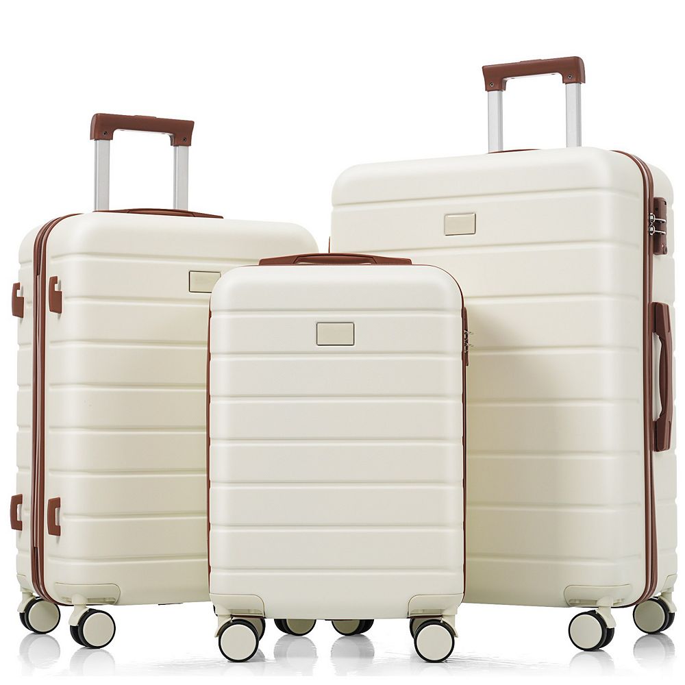 3-Piece Hardside Luggage Set Spinner Travel Suitcase Set with TSA Lock