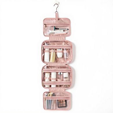Hanging Toiletry Bag with Multiple Transparent Compartments and Travel Hook